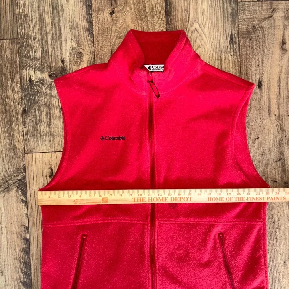 Columbia Sportswear Company Fleece Vest Men's Large Red Full Zip Sleeveless